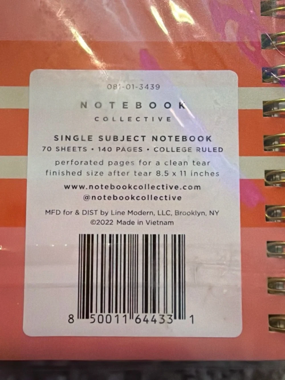 Striped Pink & Orange Spiral Notebook